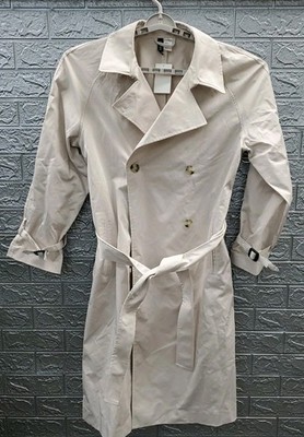 New Divided By H&M Twill Double Breasted Trench Coat W/Belt Light Beige Size L