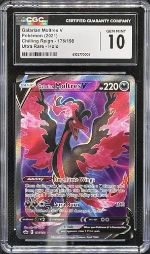 2021 Pokémon Chilling Reign Galarian Moltres V 176/198 CGC 10 Alt Art