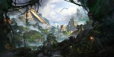 Landscape dongbiao lu art forest mountains ruins clouds Custom Gaming Mat Desk