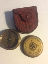 Maritime Brass Compass With Lather Case Id Be Lost Without You On Cover