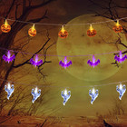 Set of 3 Halloween Lights (20 Leds Orange Pumpkins, Purple Bats, White Ghosts), 