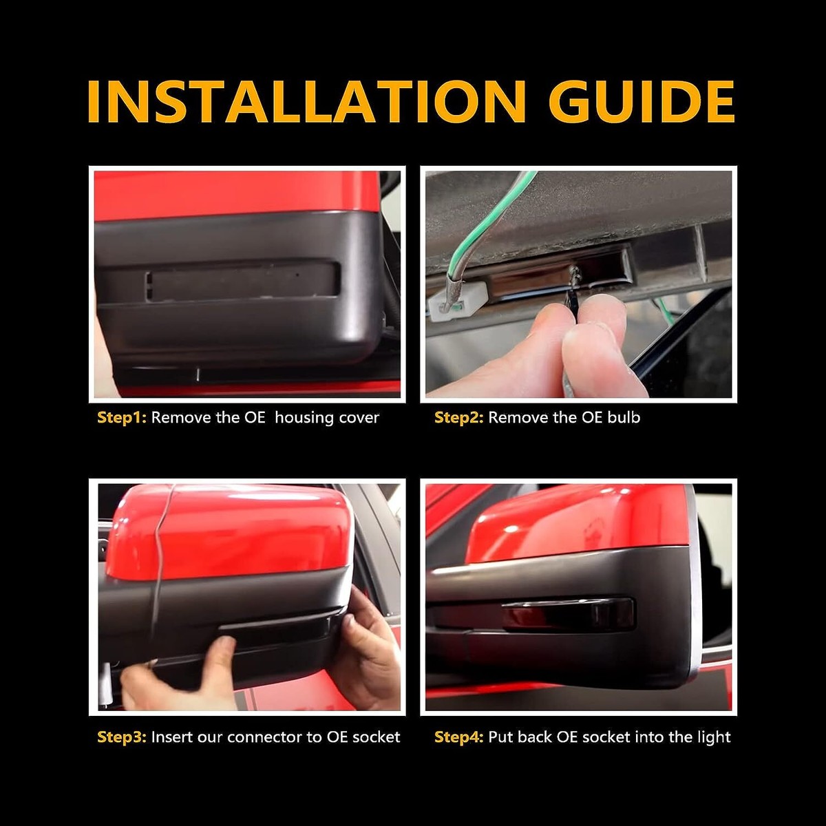 ECCPP LED Side Mirror Turn Signal Marker LightLeft Side 2019-2023 For