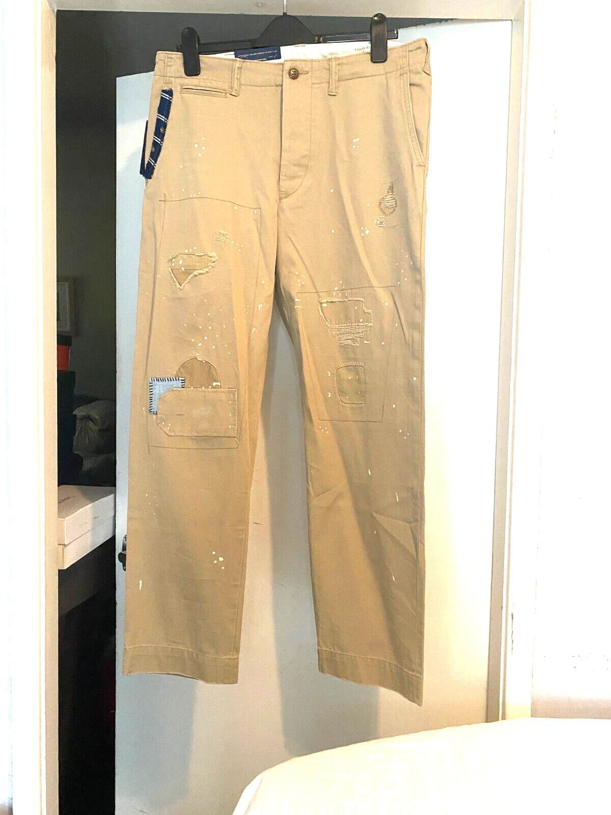 Polo Ralph Lauren Men's Khaki Paint Spatter Distressed Chino Pant £245.34
