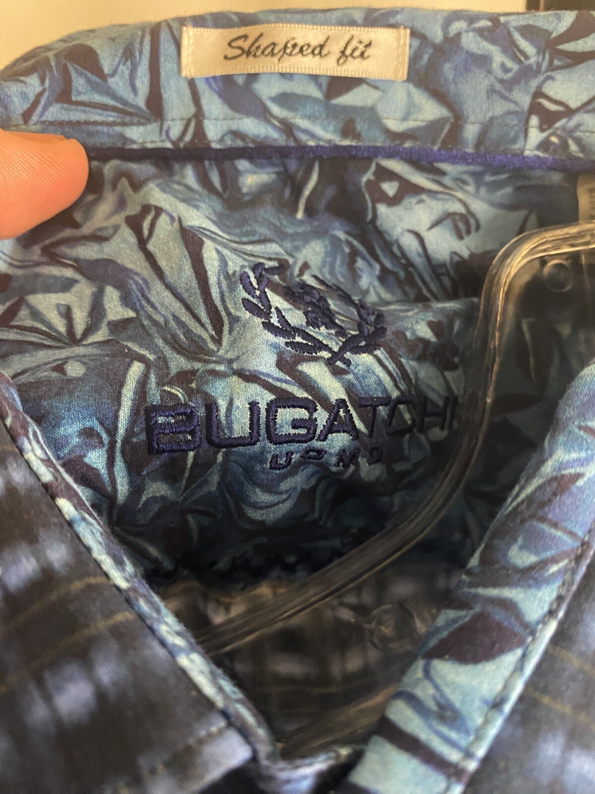 Bugatchi Uomo Blue Psychedelic Pattern LONG SLEEV… - image 7