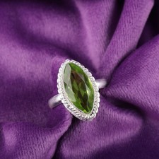 Peridot Gemstone 925 Sterling Silver Ring Handmade Jewelry Ring Gift For Love
