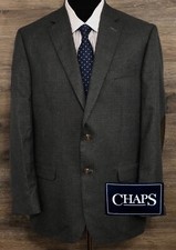 CHAPS Men's Poly Blend Gray Houndstooth Two-Button Blazer Sport Coat Jacket 42R