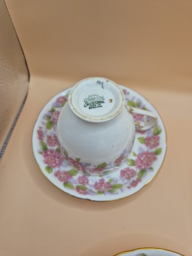 Royal Grafton 3x Tea Cup & Saucer Set - Pink Flower - Made in England - VGC - Bild 8 von 13