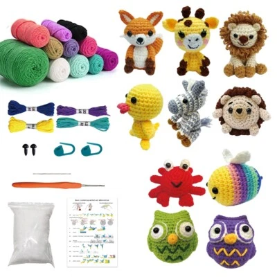 1Set Crochet Kit for Beginners DIY Crochet Stuffed Animal Kit Material+Tool =