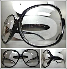 OVERSIZED VINTAGE RETRO Style Clear Lens EYE GLASSES Jumbo X-Large Black Frame