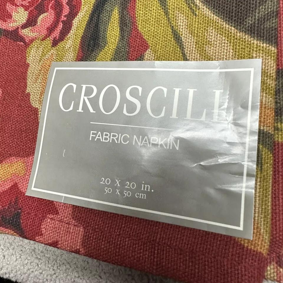 2pk New Croscill Serena Fabric Floral Cloth Cotton Napkins 20 X 20” Red - Image 3 of 4