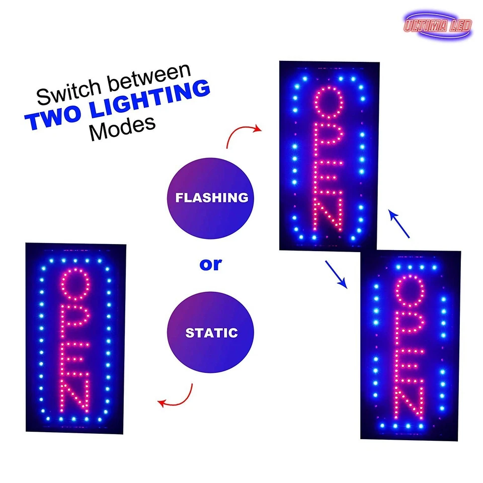 Vertical LED Neon Open Sign by Ultima LED: Bundle for Business, Includes 3 Signs - Image 3 of 4