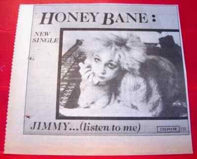 Honey Bane Jimmy (Listen To Me) Vintage ORIG 1981 Press/Magazine ADVERT 6''x 5.5''