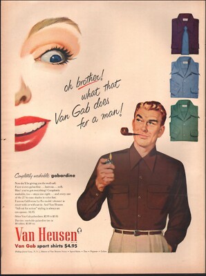1950 Vintage ad Van Heusen retro sport shirts Fashion Art Price