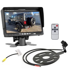 Backup Camera w/ Spare Tire Bracket For Jeep Wrangler JK 2007-2018  7" Monitor