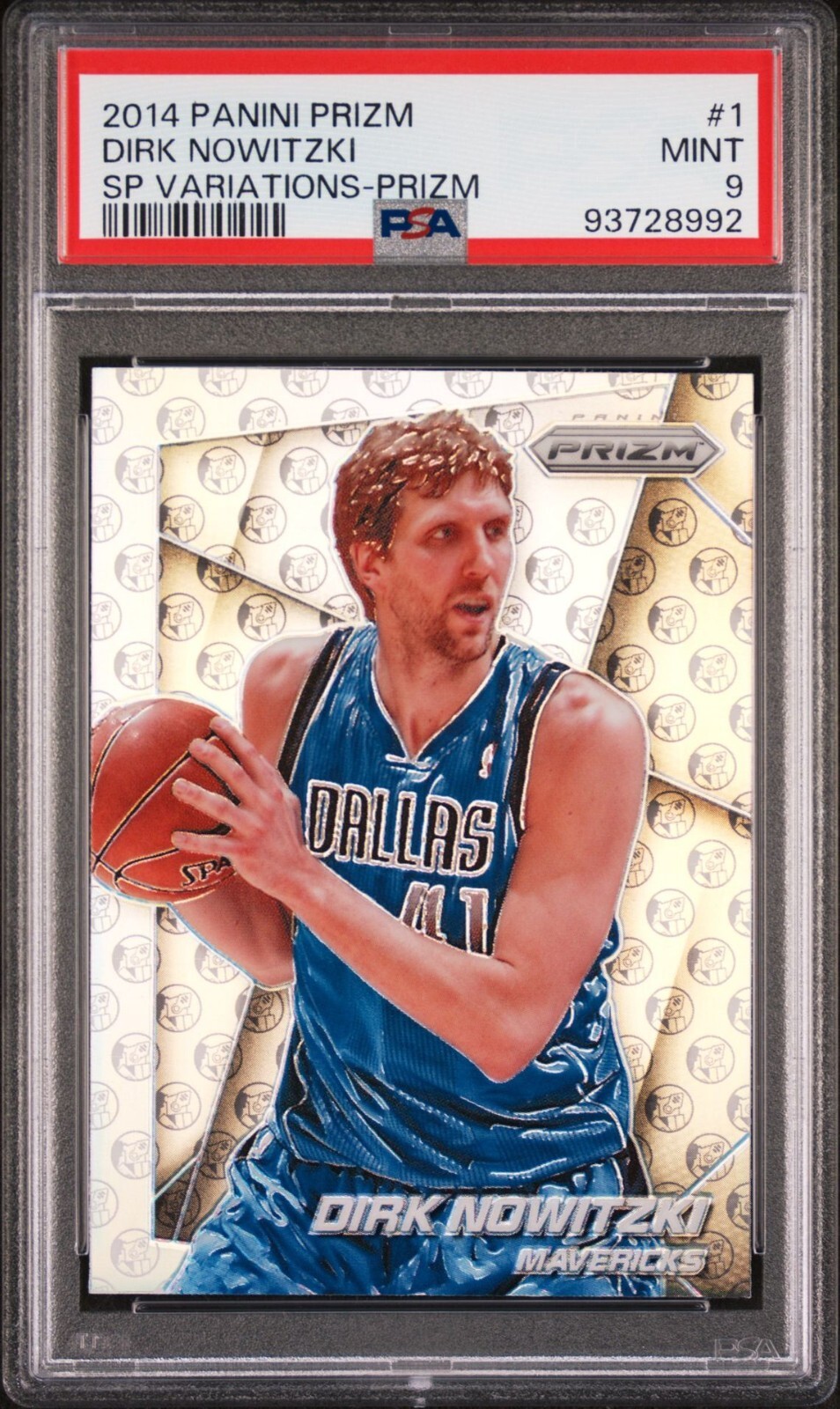 2014-15 Panini Prizm #1 Dirk Nowitzki Photo Variation Silver Prizm SP PSA 9 MINT