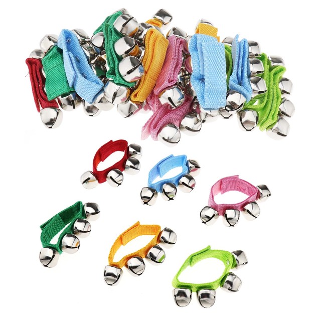 Music Bells For Kids A-Star Wrist Jile Sleigh Bells With Nylon Strap - Pair - Red Musical Bells For Children
