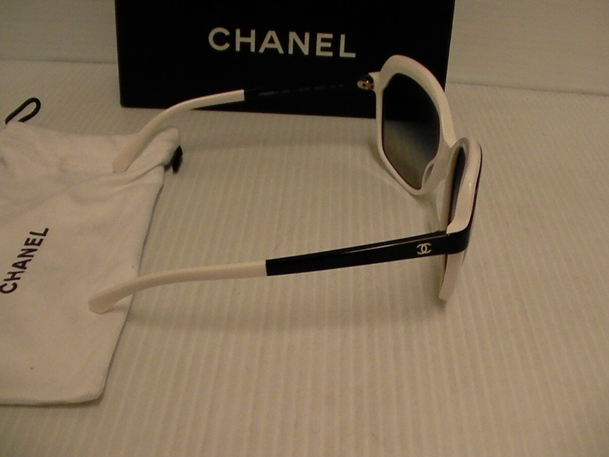 Sunglasses CHANEL 5228 white black frame gray lenses  display picture 2