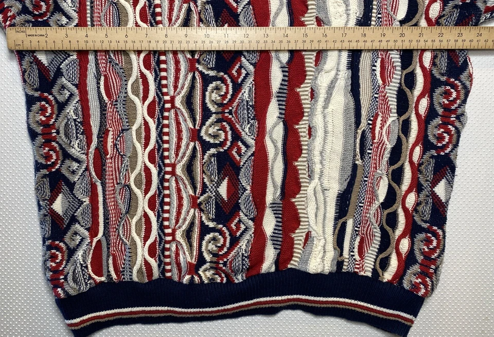 Suéter Tejido 3D Old Glory Para Hombre Grande Estilo Coogi EE. UU. Rojo Blanco Azul De Colección Foto 4 de 4