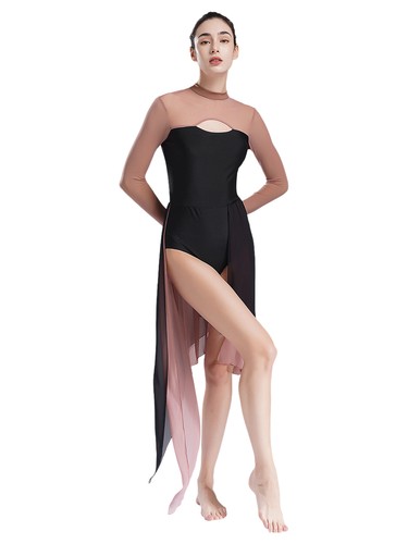 Womens Dancewear Cutout Leotard Sheer Dress Competition Costume Dance Stage DE - Bild 24 von 84