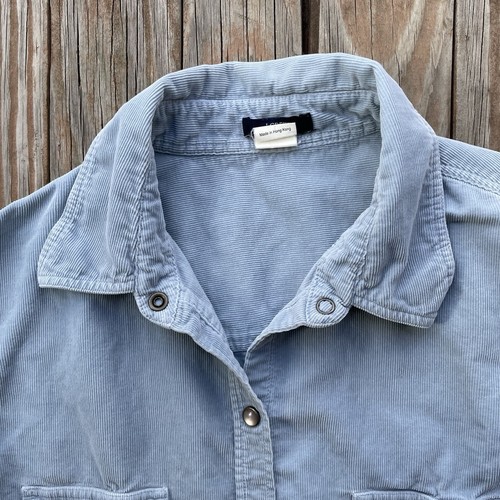 J.Crew Shirt Women’s Pearl Snap Buttons Long Sleeve Blue Corduroy Medium Cotton - Picture 3 of 11
