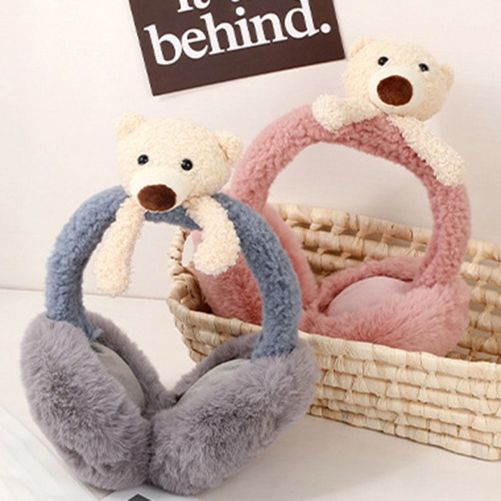 Funny Stuffed Animal Cartoon Earmuff Bear Shape Earwarmer Female Ear