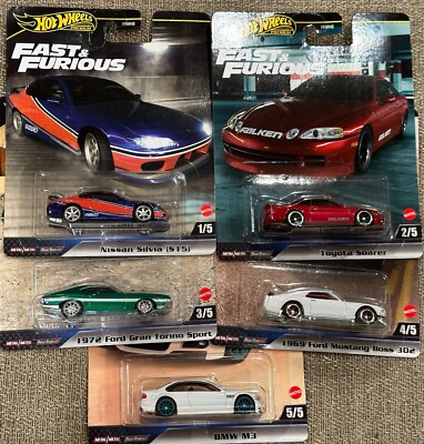 5 Car Set 2024 Hot Wheels Fast & Furious Mix F Silvia Soarer