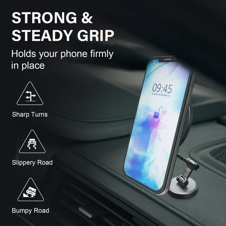 For MagSafe iPhones 16 15 14 13 Pro Max & Samsung Magnetic 360 Car Phone Mount - Image 2 of 4