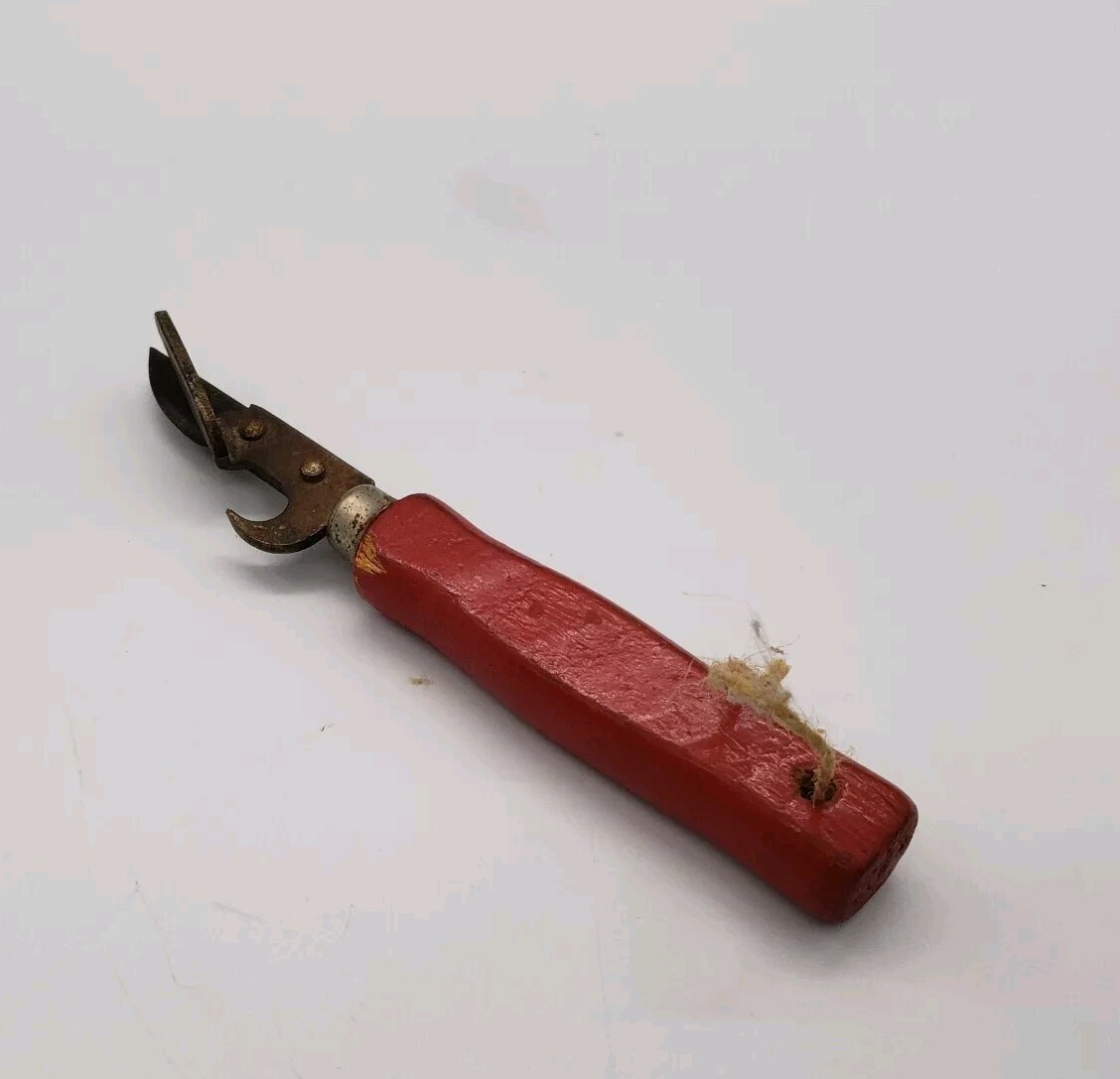 Vintage Can Opener Red Wooden Handle (M)-image
