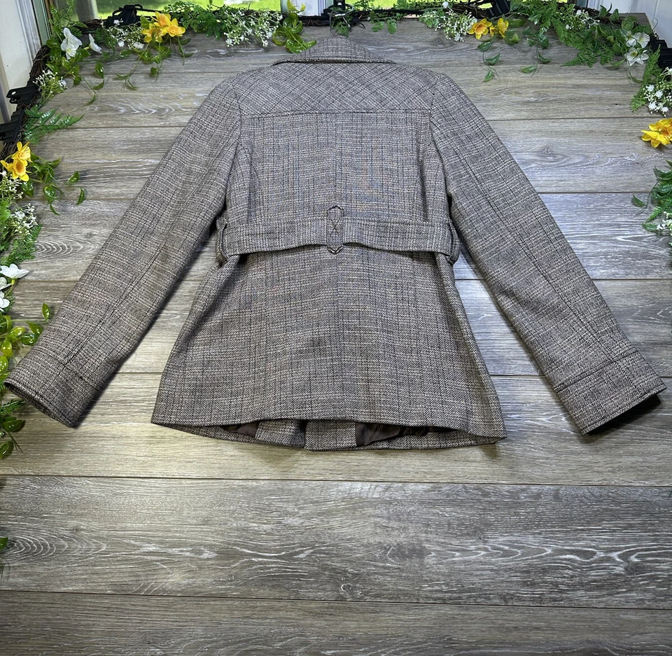 MERONA гороха пальто куртка груза елочка шерсти саржи ремень маленький коричневый - Изображение 2 из 4