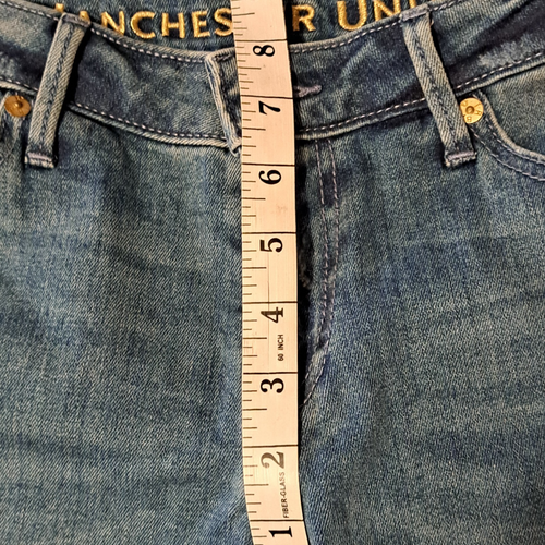 True Religion X Manchester United Fey Modern Flare Jeans Sz 27 Gold Accents NWT - Picture 13 of 21