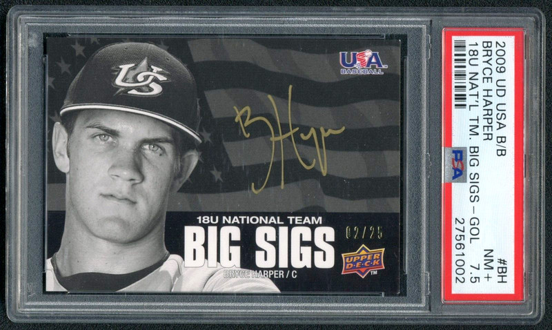 Bryce Harper 2009 Upper Deck USA Big Sigs PSA 7.5 Baseball Card Gold Auto /25