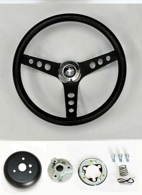 1965-1969 Mustang 13 1/4'' classic black on black steering wheel Mustang Horn Cap