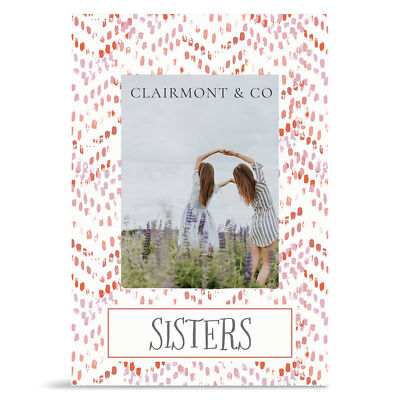 Sisters Chevron Pink Dot 4 x 6 Wood Mini Wall Or Tabletop Picture Frame Display