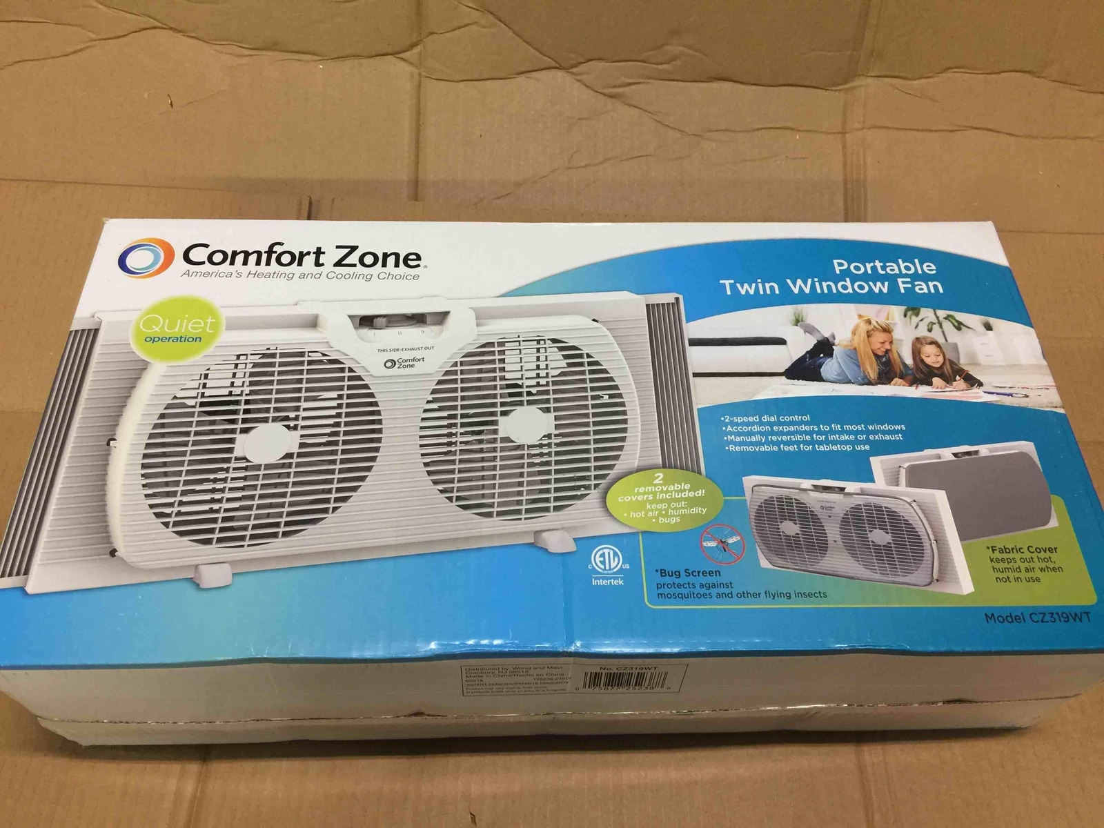 Comfort Zone CZ319WT 9inch Twin Window Fan with Reversible Airflow