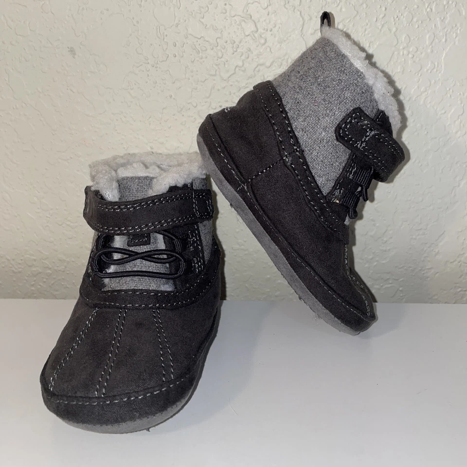 Stride Rite Surprize Dean Bota Gris Niños Pequeña 6-12 Meses Bebé Botín Sin Cordones Foto 3 de 4