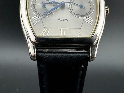 Seiko Alba Vient Men's Tonneau Style Day Date Quartz Dress Seiko Alba Vient Men's Tonneau Style Day Date Quartz Dress