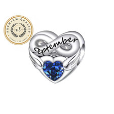 September Heart Infinity Birthstone Charm For Bracelet, September Charm