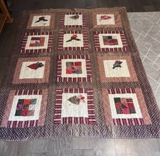 Antique Quilt Ladies in Hats Victorian Applique Calico Prints Colorful Unique