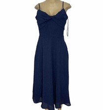 Tahari Arthur Blue Textured A Line Lined Dress Women's Size M Casual Church $200
