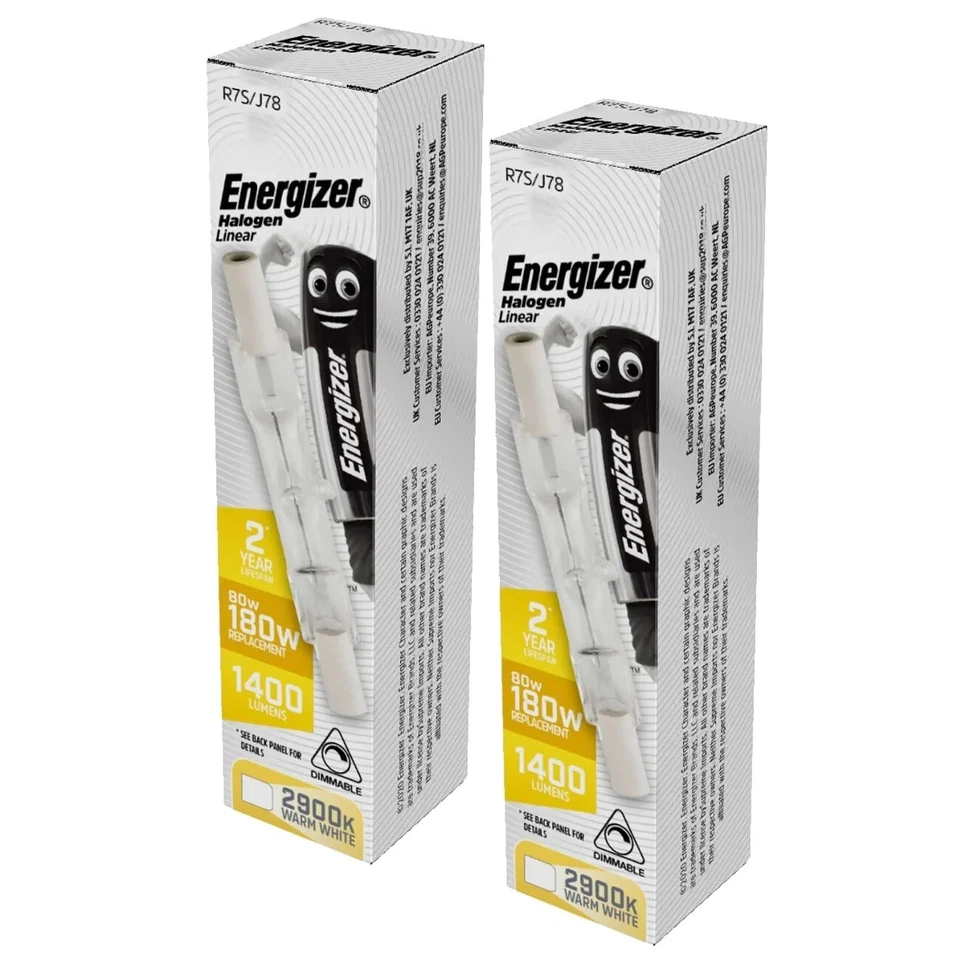 2 x ENERGIZER R7S 78mm Linear 80W = 100W Dimmable Halogen Bulb Energiser