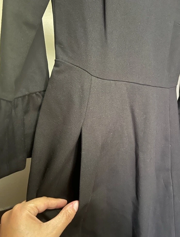 Abito a ponte Kate Spade nero manica a campana con tasche