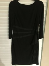 NWOT BLACK RUFFLE PARTY/COCKTAIL BLACK DRESS BY CHAPS SIZE M-FREE S&H