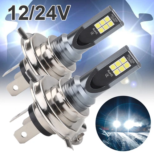 2X H4 Birne Hi/Low Beam Motorrad Auto Scheinwerfer Licht Halogen Weiß 6500K DHL - Bild 2 von 11