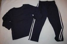 Toddler Boys Outfit NAVY BLUE L/S T-SHIRT Knit Pants w/ Side Stripes 2T 3T 4T 5T