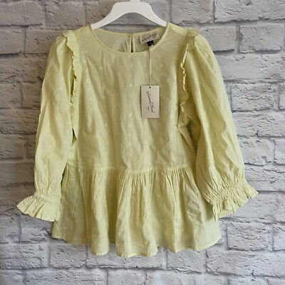 NEW WITH TAGS UNIVERSAL THREAD YELLOW RUFFLE SHOULDER BLOUSE SMALL S