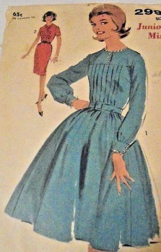 Advance Vintage Pattern-Sew-Easy #2999-Jr & Ms Dress w/ 2 Skirts-Size 12 - 1963