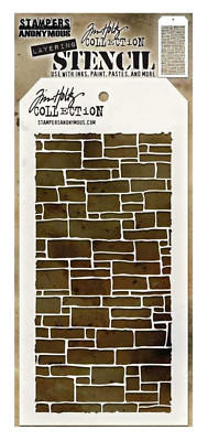 Tim Holtz Layering Stencil Stone Brick Slate Concrete Wall Pattern Template