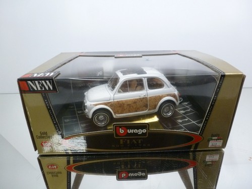 BBURAGO FIAT 500F 1965 WOODSIDE WOODY - CUSTOM - WHITE 1:16 / 1:18 - GOOD IN BOX