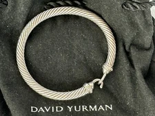 David Yurman 5mm  Cable Buckle Diamond Bracelet  Size SMALL