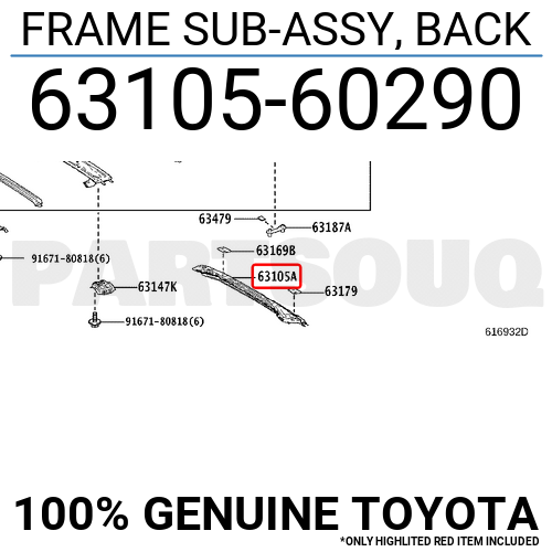 6310560290 Genuine Toyota FRAME SUB-ASSY, BACK 63105-60290 | eBay